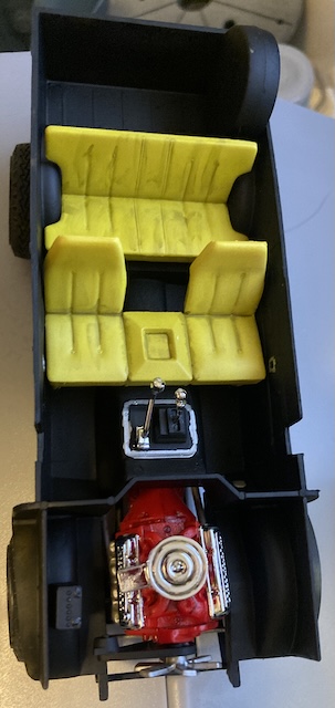 The interior green seats are pretty gunked up with black panel liner.