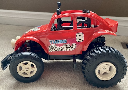 The body has been dry-fitted onto the frame. It sits loosely, and no fake engine is attached to the back yet.