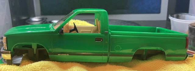 The body is together. Note how the bed is NOT crooked before it goes into the chassis.